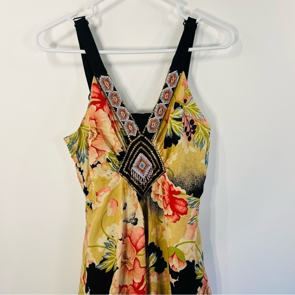 VASNA Desire boho floral beaded sequined sundress. Fit & flare. 100% cotton. M - Picture 3 of 6